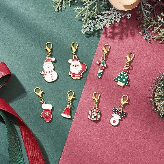 Рождественские украшения из сплава эмали, с цинковым сплавом застежками омаров коготь