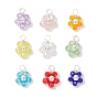 9шт 9 цвета граненые стеклянные круглые бусины подвески, цветок, с медной проволокой, стойки покрытие