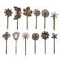 Accessoires bobby épingle à cheveux en laiton , mixedstyle, 63~70x16~31x1~2mm