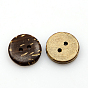 Кокосовое кнопки, 2-луночное, плоско-круглые, 15x3 мм, отверстие : 2 мм