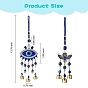 2Pcs 2 Style Car Hanging Alloy Glass Rhinestone Wind Chime, with Evil Eye Resin Beads