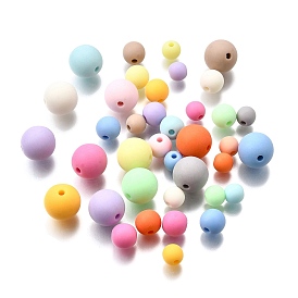 Матовые непрозрачные акриловые бусины, круглые