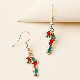 Charming Christmas Cane Earrings with Delicate Bow and Butterfly Design