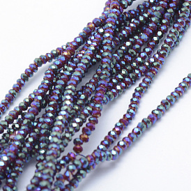 Electroplate Opaque Glass Beads Strands, Full Plated, Faceted, Rondelle