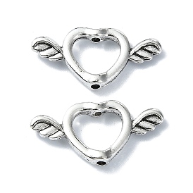 Tibetan Style Alloy Bead Frame, Heart with Wings