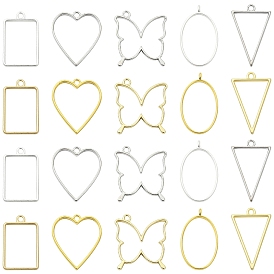 20 шт 10 стиль стойки покрытие сплава подвески с открытой задней лицевой панелью, для diy уф смолы, эпоксидная смола, Прессованные цветочные украшения, без кадмия, без никеля и без свинца, разнообразные