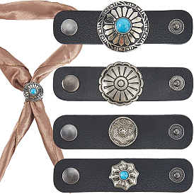 4шт. 4 модели из искусственной кожи с зажимами для шарфа из сплава