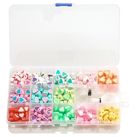 DIY Candy Color Bead Bracelet Making Kit, Including Polymer Clay Heart Beads, Elastic Thread