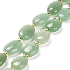 Natural Green Aventurine Beads Strands, with Seed Beads, Oval