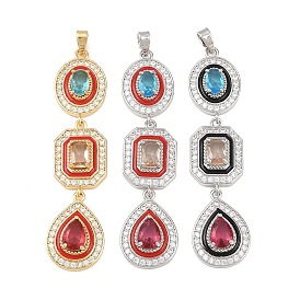 Латунные микро проложить кубического циркония большие кулоны, с эмалью, овал, шестиугольник и капля