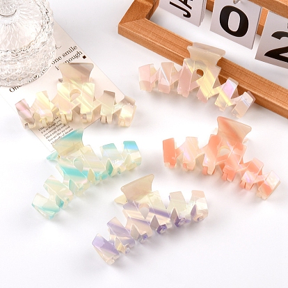 Large Cellulose Acetate(Resin) Hair Claw Clips, Wave Non Slip Jaw Clamps for Girl Women