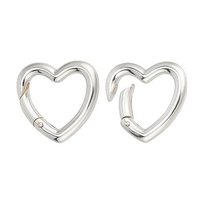 2 шт. 925 Кольца с пружинным затвором из стерлингового серебра, сердце