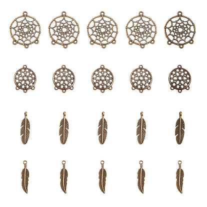 DIY Jewelry Making, with Alloy Chandelier Components Links and Pendants, Flat Round and Feather