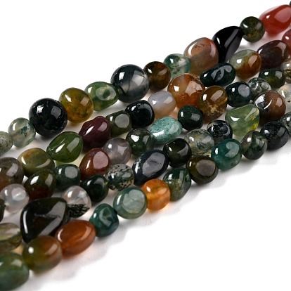 Natural Indian Agate Beads Strands, Nuggets, Tumbled Stone