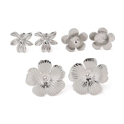 Женские серьги-гвоздики с цветком 304 из нержавеющей стали