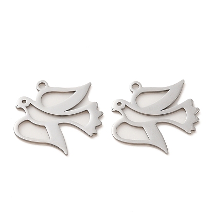 Pendentifs en acier inoxydable, Coupe au laser, charme d'oiseau