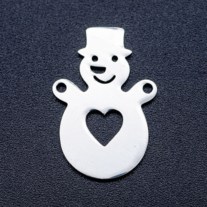 201 Stainless Steel Stamping Blank Links Connectors, Christmas Snowman