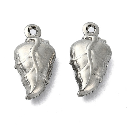 Pendentifs en acier inoxydable, charmes de feuilles