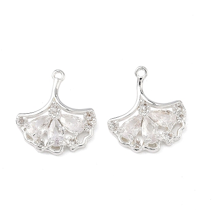 Латунные микропаве прозрачные подвески с фианитом, лист прелести