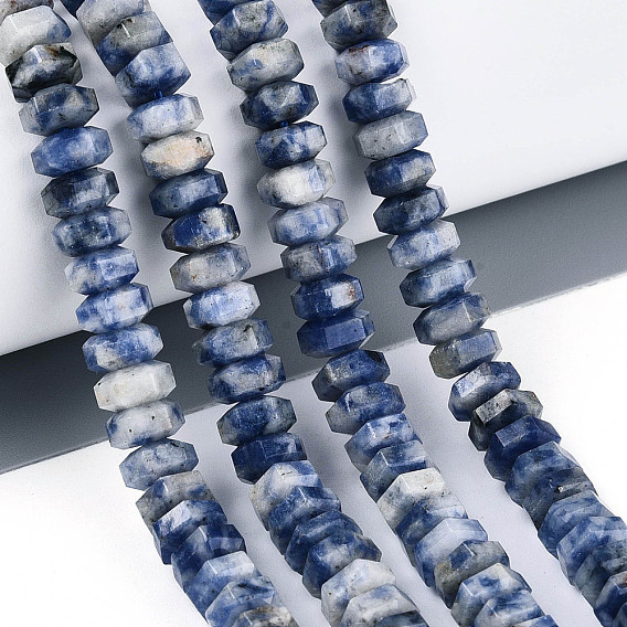 Натуральное синее пятно нитки из бисера яшмы, граненые, шестиугольник