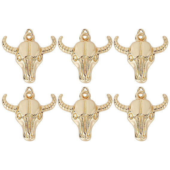 6подвески из латуни с гальваническим покрытием, с целью перехода в кольце, долговечный, Корова головой
