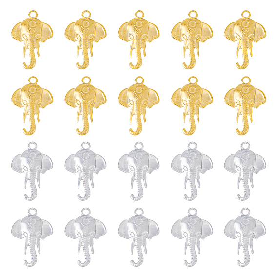 20 шт. 2 цвета 304 подвески из нержавеющей стали, Слон прелести
