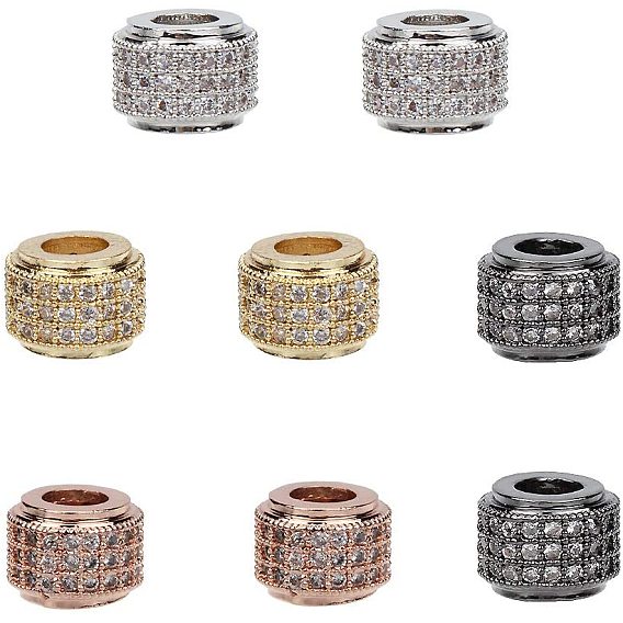 Brass Micro Pave Cubic Zirconia Beads, Column