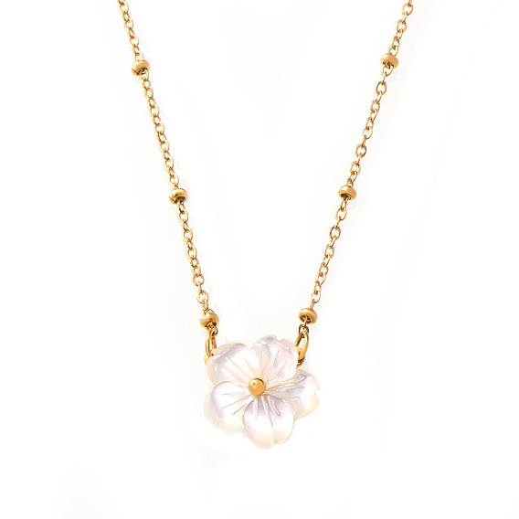 Ожерелья с подвесками из морских ракушек и цветов, с цепочками-сателлитами из нержавеющей стали для женщин