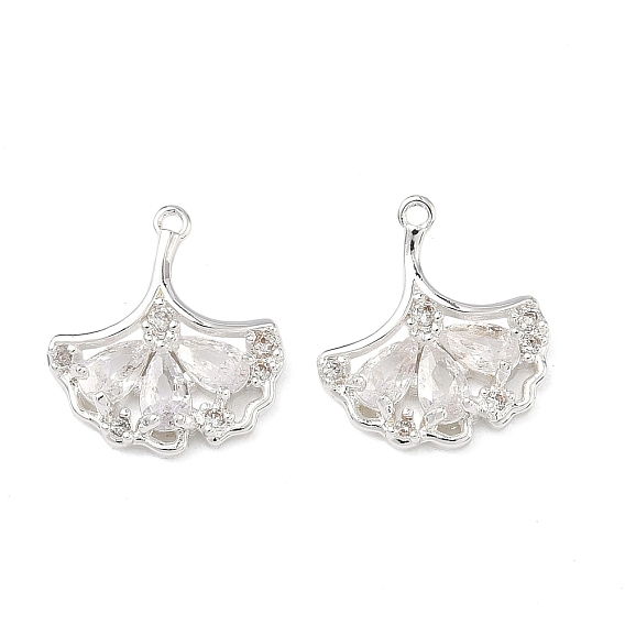 Латунные микропаве прозрачные подвески с фианитом, лист прелести