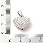 304 Stainless Steel Pendants, with Polymer Clay Rhinestone, Heart Charm, Stainless Steel Color