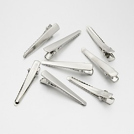 Fornituras de pelo clip de piel de cocodrilo de hierro, 47.5x4~7x10 mm