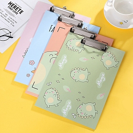 Dinosaur Pattern Plastic A4 Clipboards, with Metal Clips, for Office, Hospital, Rectangle