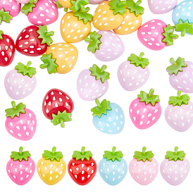 42шт 6 цветные кабошоны из непрозрачной смолы, клубника