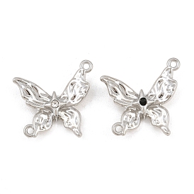 Alloy with Rhinestone Connector Charms, Butterfly Links, Rack Plating, Platinum
