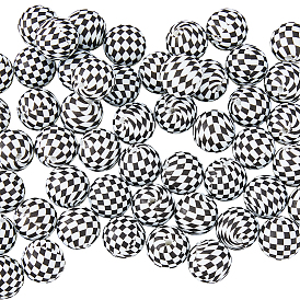 35Штукатурные круглые силиконовые бусины с клетчатым узором, высокого качества.