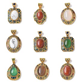 Природных драгоценных камней подвески, латунные разноцветные эмалевые подвески, реальный 18 k позолоченный, стойки покрытие, долговечный, без свинца и без кадмия