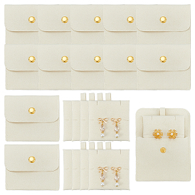 Мешочки для хранения ювелирных изделий из микрофибры с латунной кнопкой, для серьги, Кольца, , прямоугольные