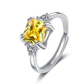 Simple Pink Zircon Opening Ring with Diamond Inlaid - Elegant Jewelry