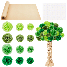 28шт. подвески в виде бумажных цветов, для декора вечеринки, с 100шт. двусторонних акриловых наклеек, 1 рулон крафт-бумаги