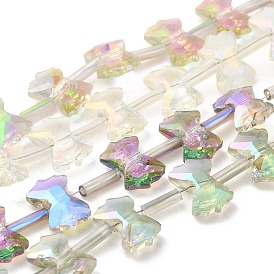 Electroplate Glass Beads, Full Rainbow Plated, Faceted, Bowknot