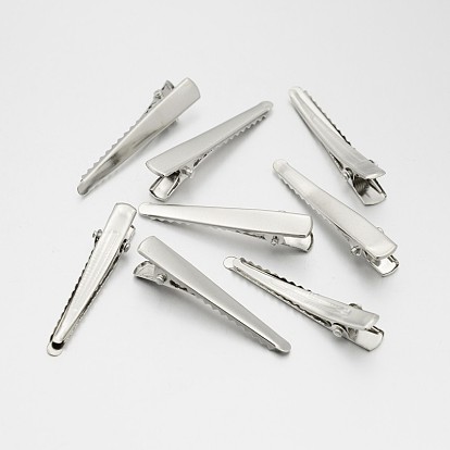 Fornituras de pelo clip de piel de cocodrilo de hierro, 47.5x4~7x10 mm