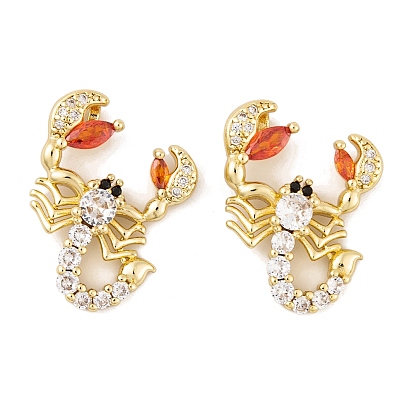 Латунные микро проложить кубического циркония подвески, со стеклом, без кадмия, без никеля и без свинца, настоящие позолоченные подвески в виде скорпиона 18k