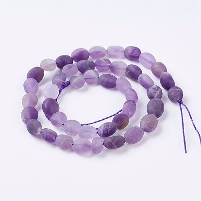 Natural Amethyst Bead Strands, Frosted, Nuggets