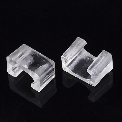 Transparent AS Plastic Base Buckle Hair Findings, for Hair Tie Accessories Making, Rectangle Shape