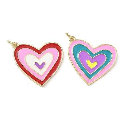 Латунь эмаль подвески, с целью перехода в кольце, шарма сердца, реальный 18 k позолоченный