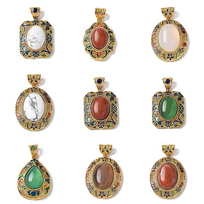 Природных драгоценных камней подвески, латунные разноцветные эмалевые подвески, реальный 18 k позолоченный, стойки покрытие, долговечный, без свинца и без кадмия