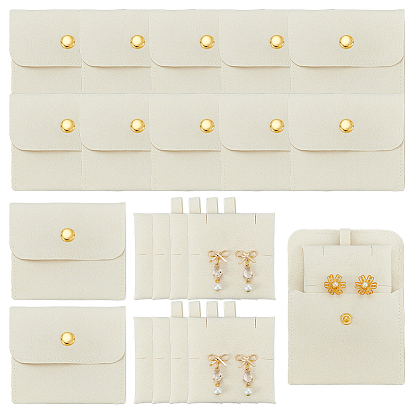 Мешочки для хранения ювелирных изделий из микрофибры с латунной кнопкой, для серьги, Кольца, , прямоугольные