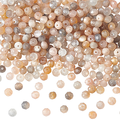 2 нити натуральные многоцветные лунные камни бусины нити, граненые, рондель