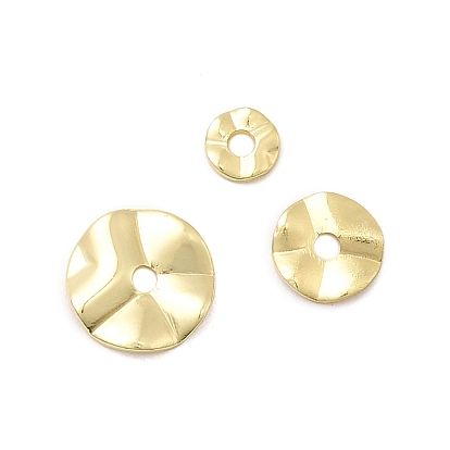 Латунные бусины, плоско-круглые, долговечный, стойки покрытие, без свинца и без кадмия