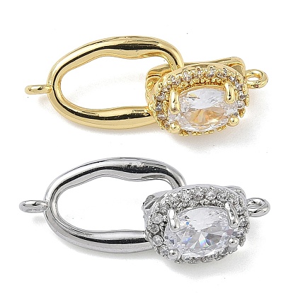 Овальные латунные застежки с микропаве из прозрачного кубического циркония, без кадмия и без свинца, долговечный, стойки покрытие